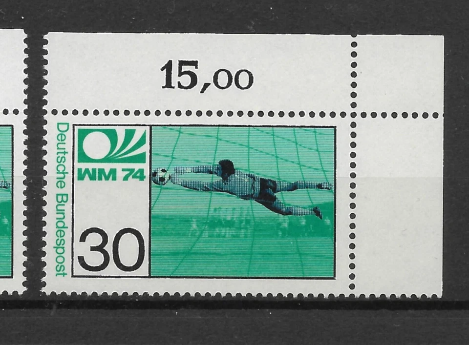 Bund 1974 ** 5x Mi 811 Fußball WM 30Pf Eckrand Ecke Formnummer 1+2 Fn1+2 (2022G) - Bild 3 von 4