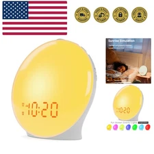 Wake Up Light Sunrise Alarm Clock for Kids, Heavy Sleepers, Bedroom, with Sun...