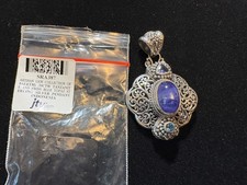 JTV Artisan of Bali .50ctw Tanzanite and Swiss Blue Topaz S/S Pendant NWT