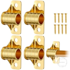 4 Pcs Outside Mount Curtain Rod Bracket 3/8" Brass Bracket Set for 3/8" Rodding