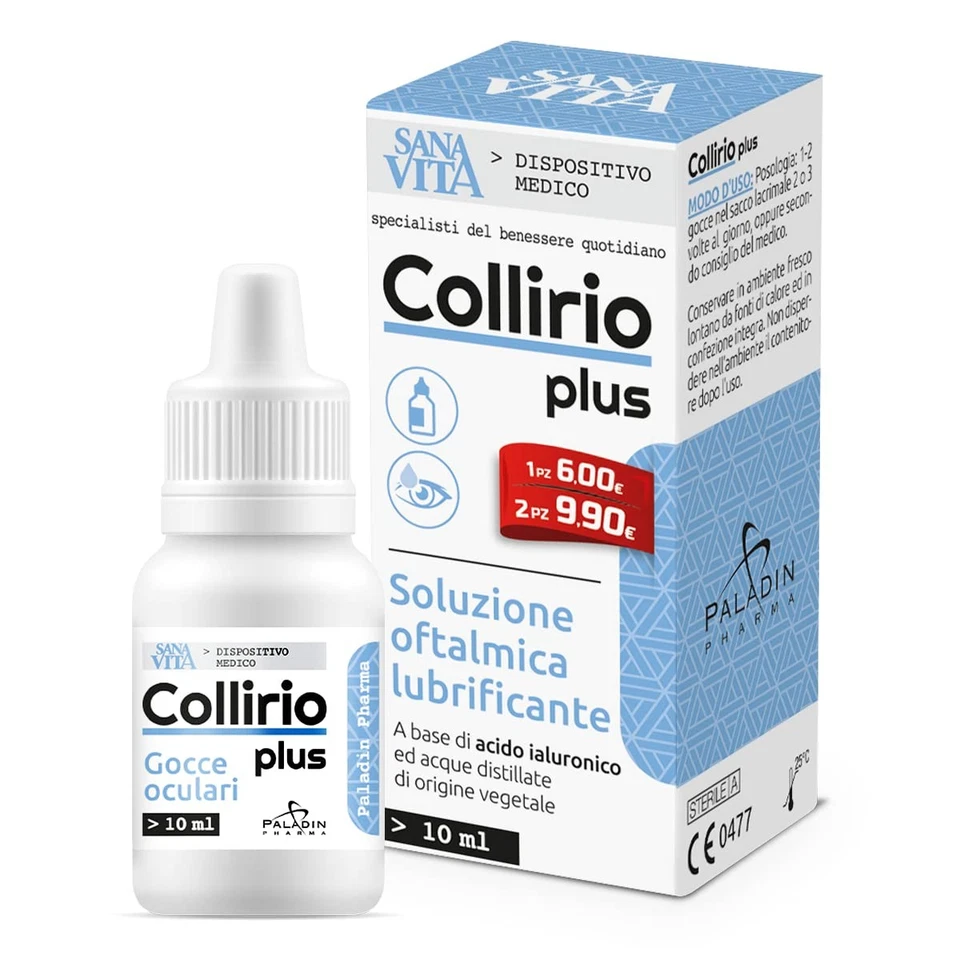 Sanavita Collirio Plus 0.4% di Acido Ialuronico Flaconcino pluridose 10ml