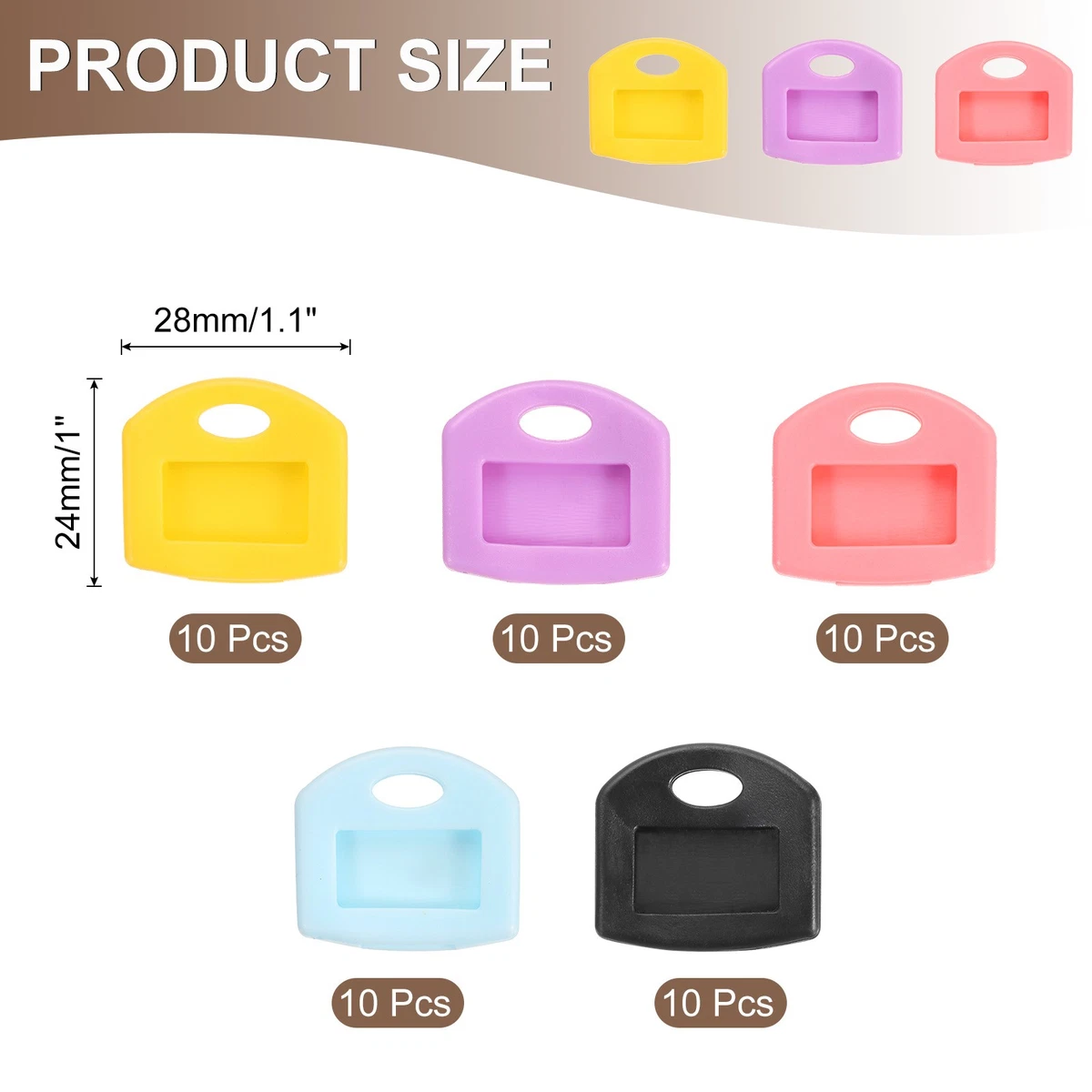 Conjunto de 50 tapas para llaves de 1 pulgada, identificadores de 5 colores