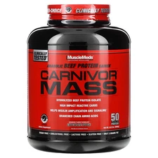 Carnivor Mass, Anabolic Beef Protein Gainer, Chocolate Fudge, 5.83 lbs (2,646 g)