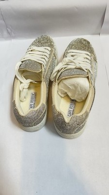 Cape Robbin Silver White Rhinestone Low Top Lace Up Athletic Sneakers