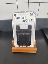 Socket Lock-It: Card Holder  Phone Grip Holder In One - Black - NEW