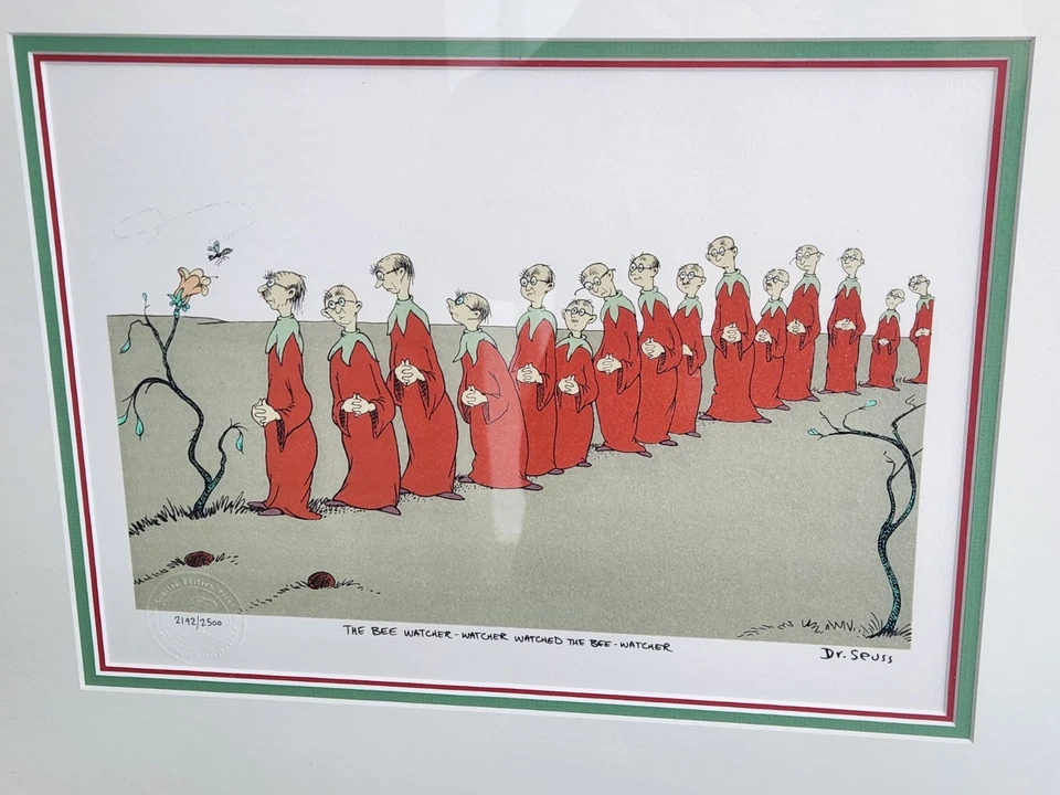 Impresión artística Dr. Seuss “The Bee Watcher” edición limitada bien enmarcada con sello 1 de 4 Foto 2 de 4