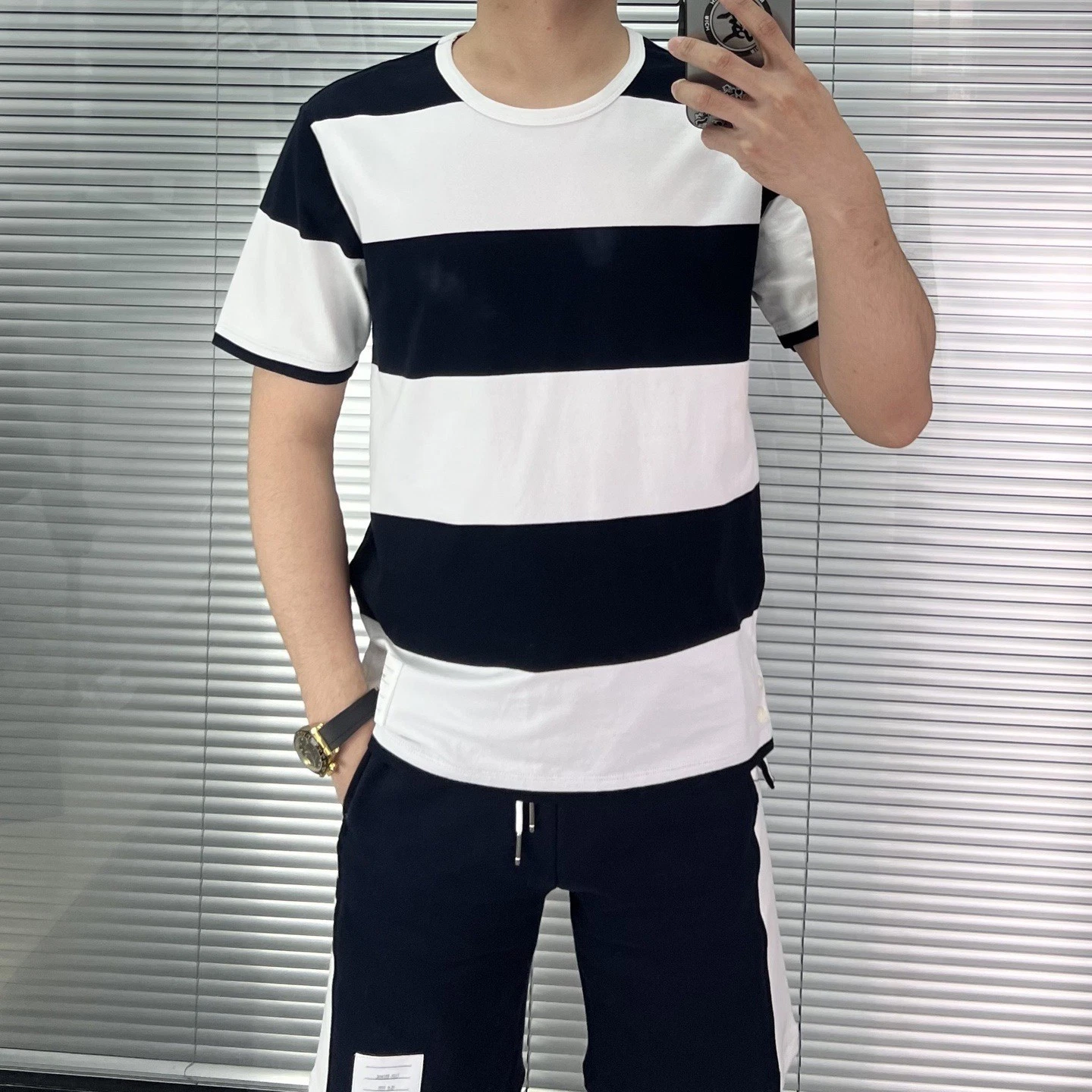 T shirt girocollo Thom Browne uomo donna estiva classica nuova a righe casual