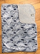Chick Pea Blue Dinosaurs/White Sherpa Baby Blanket/Lovey