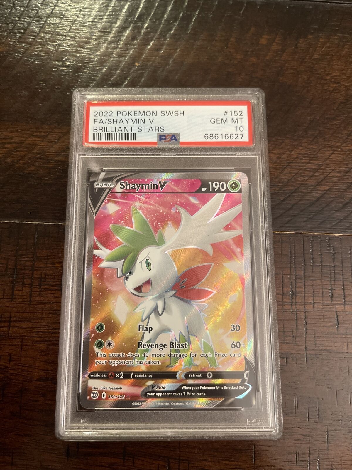 PSA 10 Gem Mint Pokemon Shaymin V Full Art Rare 152/172 Brilliant Stars  2022