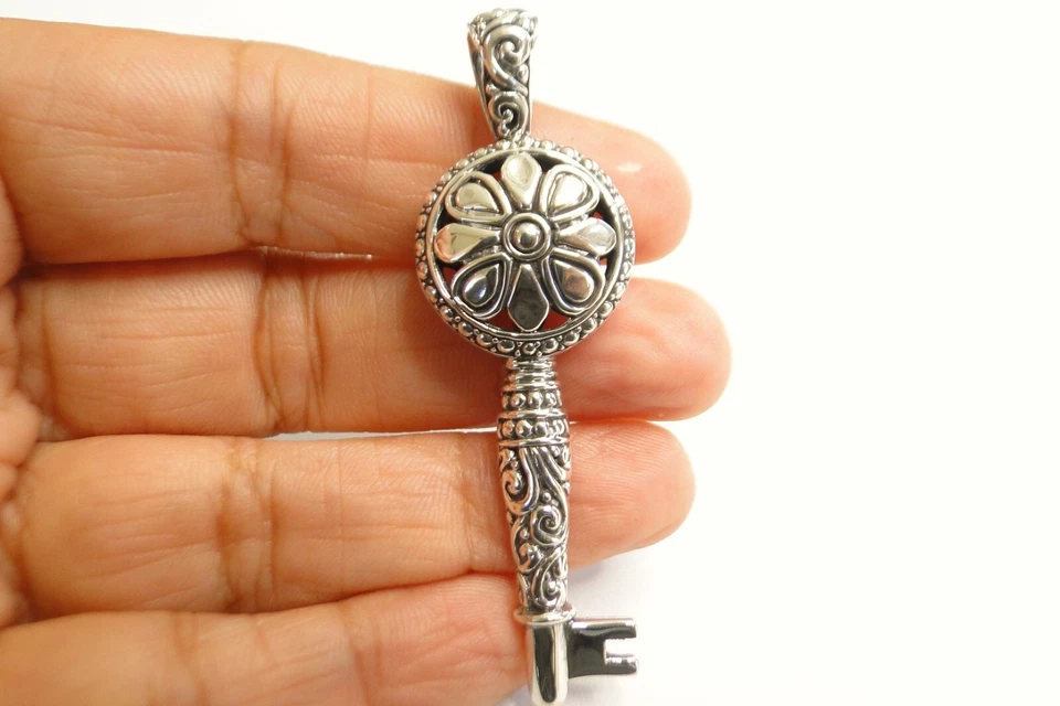 Key Charm No Stone 925 Pure Sterling Silver Pendant - Image 2 of 4