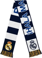 2025 Real Madrid C.F. Official Licensed Soccer Scarf White with Blue Print 03