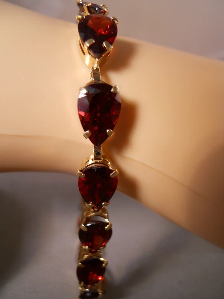 HEAVY CLYDE DUNEIER CID 10K 黄金红色珍珠网眼手链 8" 8.92G — 第 2/4 张图片