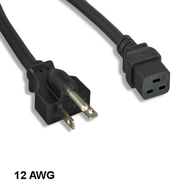 10PCS 15' Black Heavy Duty Power Cord NEMA 6-20P to IEC60320 C19 12AWG 20A/250V