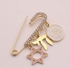 Jewish Baby Gold Stroller Pin With Chai, Star Of David, And Prayer — photo 4