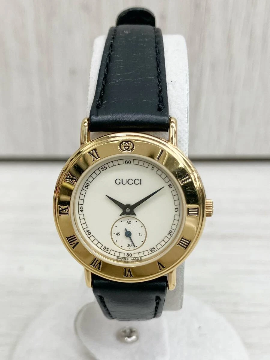 Montre femme GUCCI 3000.2.L occasion quartz avec boite cadran blanc ceinture noire