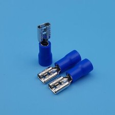 100Pcs Blue Female 4.8mm Spade Quick Disconnect 16-14 AWG Wire Crimp Terminals