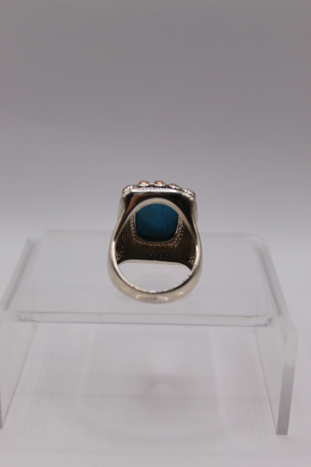 HTF Barce SS/Copper Rectangular Turquoise Ring Sz… - image 3