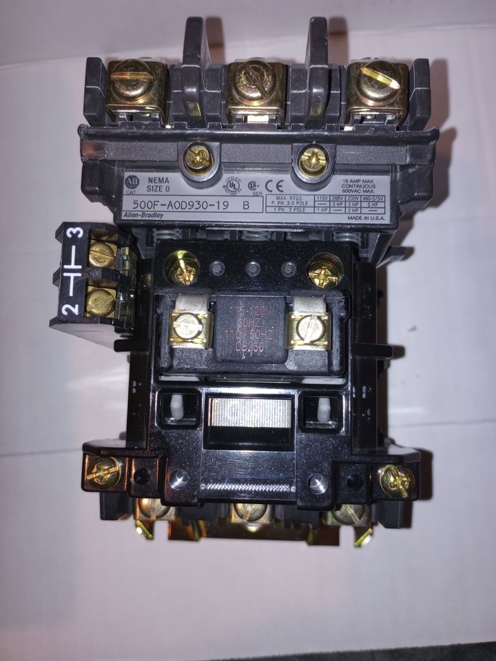 ALLEN BRADLEY 500FAOD930 3 POLE 120V COIL SIZE 0 OPEN TYPE CONTACTOR