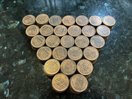 250+ Vintage Jackpot 777 Good Luck Casino Lucky Token Coins w/ Natural Patina