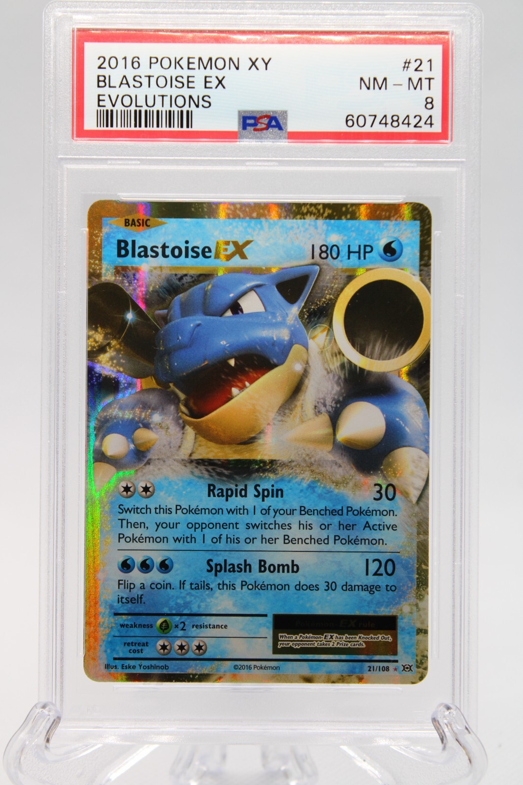 Pokémon XY Evolution 21/108 Blastoise EX PSA 8
