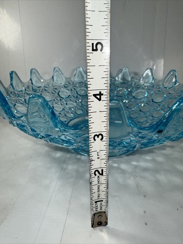 RARE Antique Co-Operative Flint AQUA BLUE Currier Ives Console Bowl UV Reactive - Picture 11 of 11