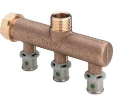 Viega Verteiler mit SC Sanfix P 2126.07 in 16mm x G3/4 - 3fach Rotguss