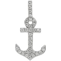 AnhäNger Halsschmuck Anker Schifsanker Mit WeißEn Zirkonia 925 Silber Rhodiniert