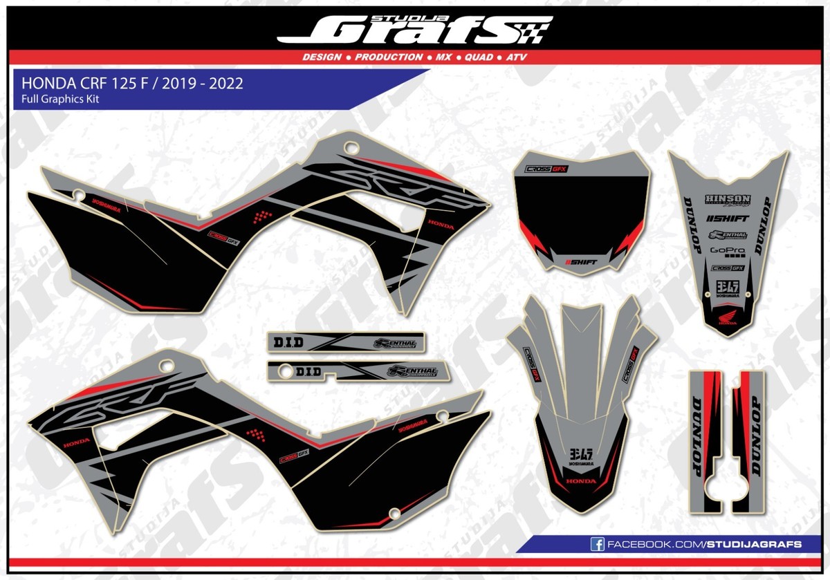 Custom MX Grafikkit: Honda CRF 125F Motocross Grafikaufkleber TEAM 22