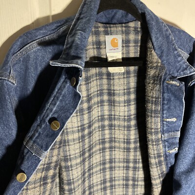 VTG Carhartt J11DST Blanket Lined Denim Trucker Jacket Men's Size