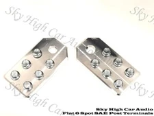 Pair of Sky High Car Audio SAE Post Any GA (6) Spot Flat BATTERY TERMINALS