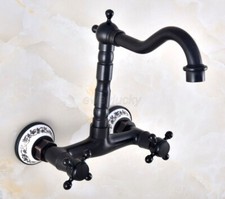 Oil Rubbed Bronze Bathroom Basin Faucet Wall Mount Vanity Sink Mixer Tap wnf816