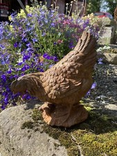 METAL RUSTY CAST IRON CHICKEN HEN GARDEN ORNAMENT STATUE