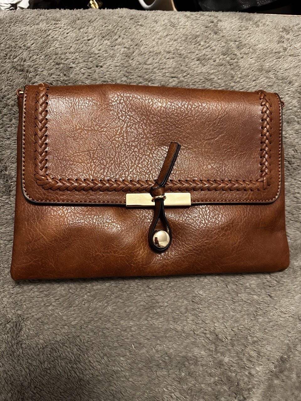 Brown Vegan Leather Crossbody Bag  