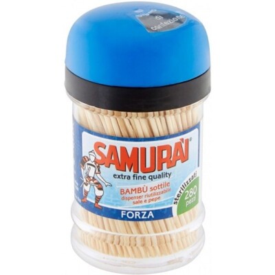 12 BARATTOLI STUZZICADENTI BAMBù SAMURAI DA 280PZ DISPENSER SALE E PEPE