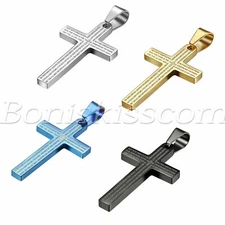 English Lord's Prayer Bible Cross Stainless Steel Chain Men Pendant Necklace Men