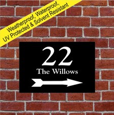 Personalised Arrow house name number buisiness Custom sign left right up 9668