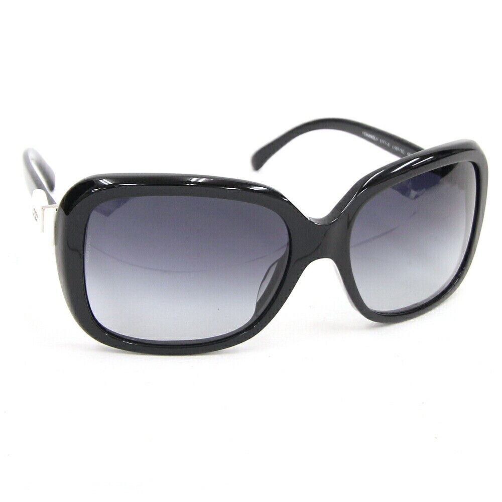 Chanel sunglasses 5171-A black clear black used ladies eyewear ribbon