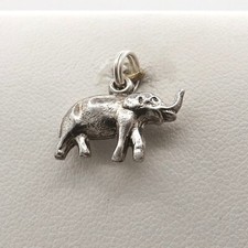 Sterling Silver Elephant Trunk Up Lucky Charm Pendant Vintage