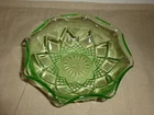 Vintage Hazel Atlas Green Depression Glass Small Berry Bowl, Flower Petal/Diamon