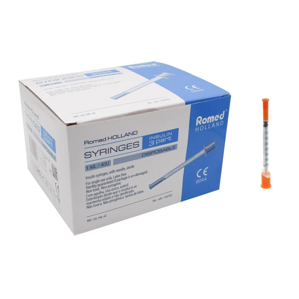 Romed Insulinspritzen, U 40 = 40 I.E. auf 1 ml, 100 Stück, Einmalspritzen steril - Bild 2 von 4