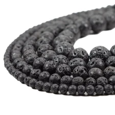 4-14mm Natural Black Lava Volcanic Rock Diffuser Round Beads for Jewelry Making