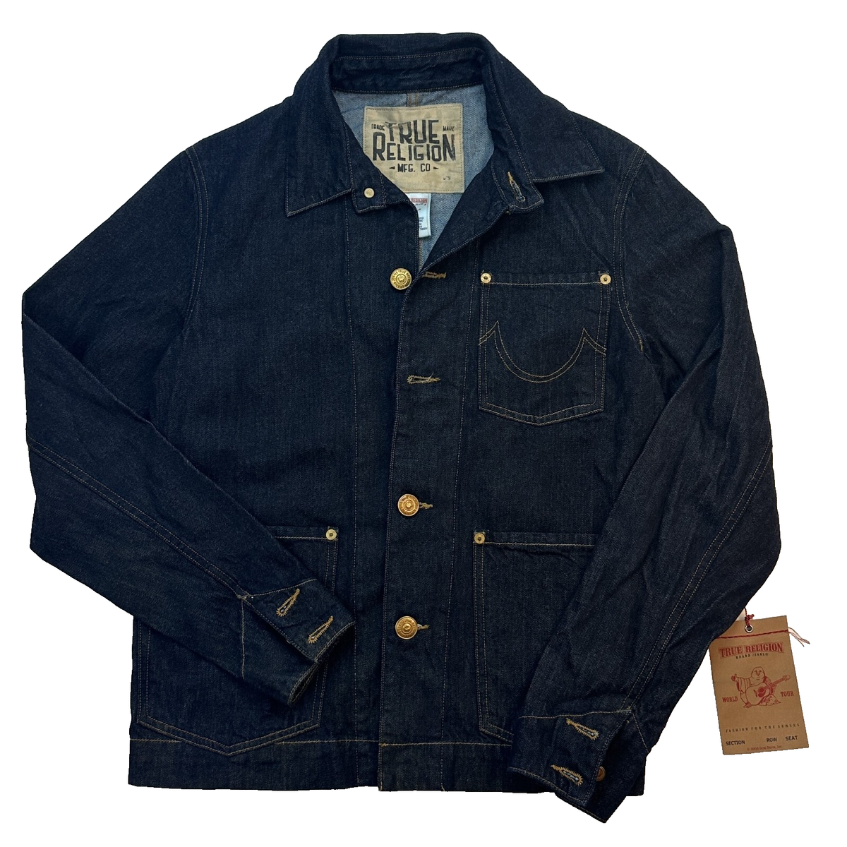 True Religion Dino Blue Collar Wide Goods Me Denim Jacket Men's