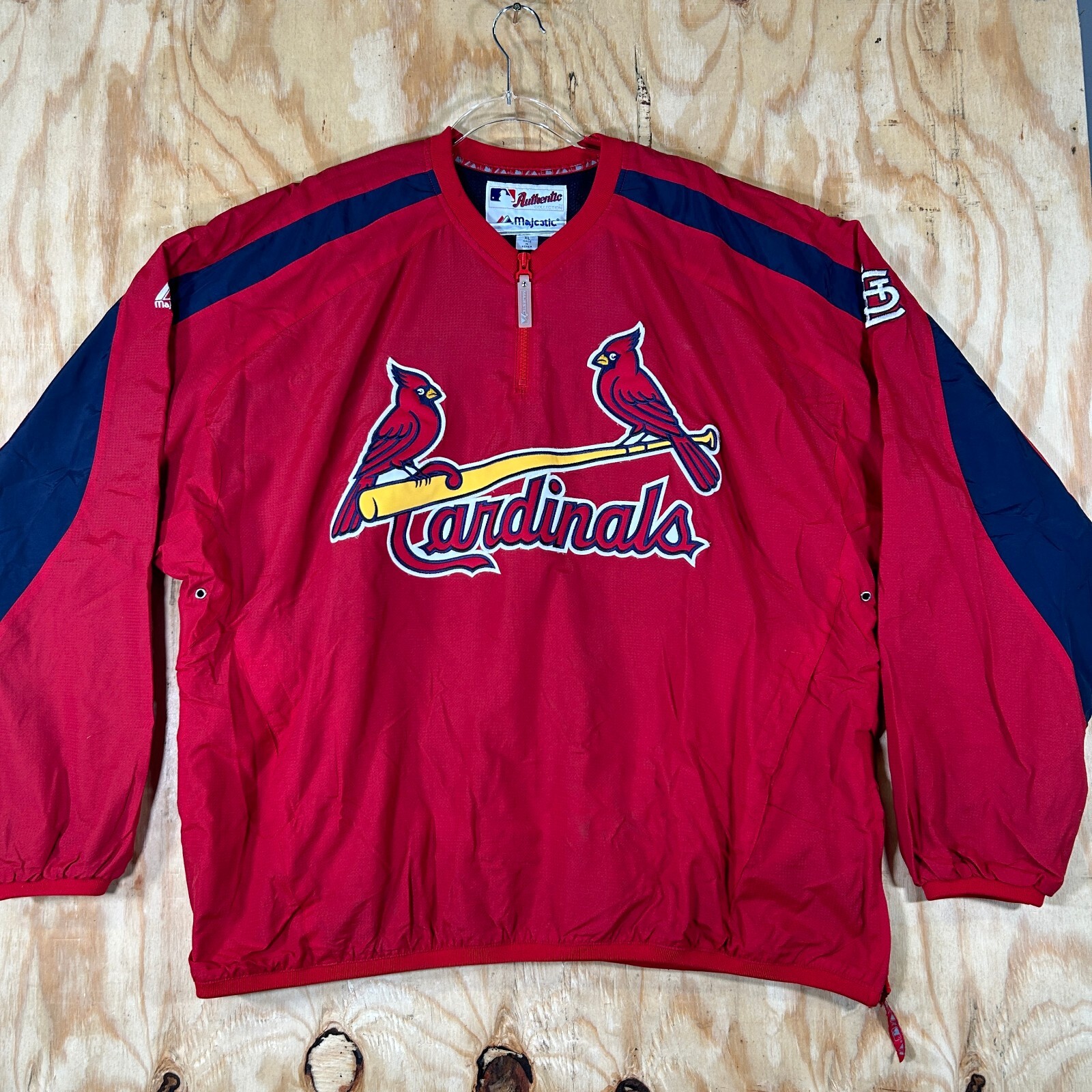 Majestic MLB St. Louis Cardinals Double Climate Jacket V-Neck Men’s Size XL Red