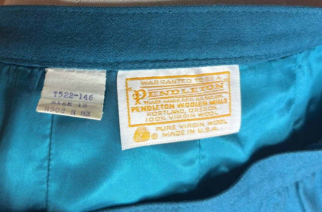 Vintage Pendleton Teal Green Solid Jacket Skirt S… - image 15