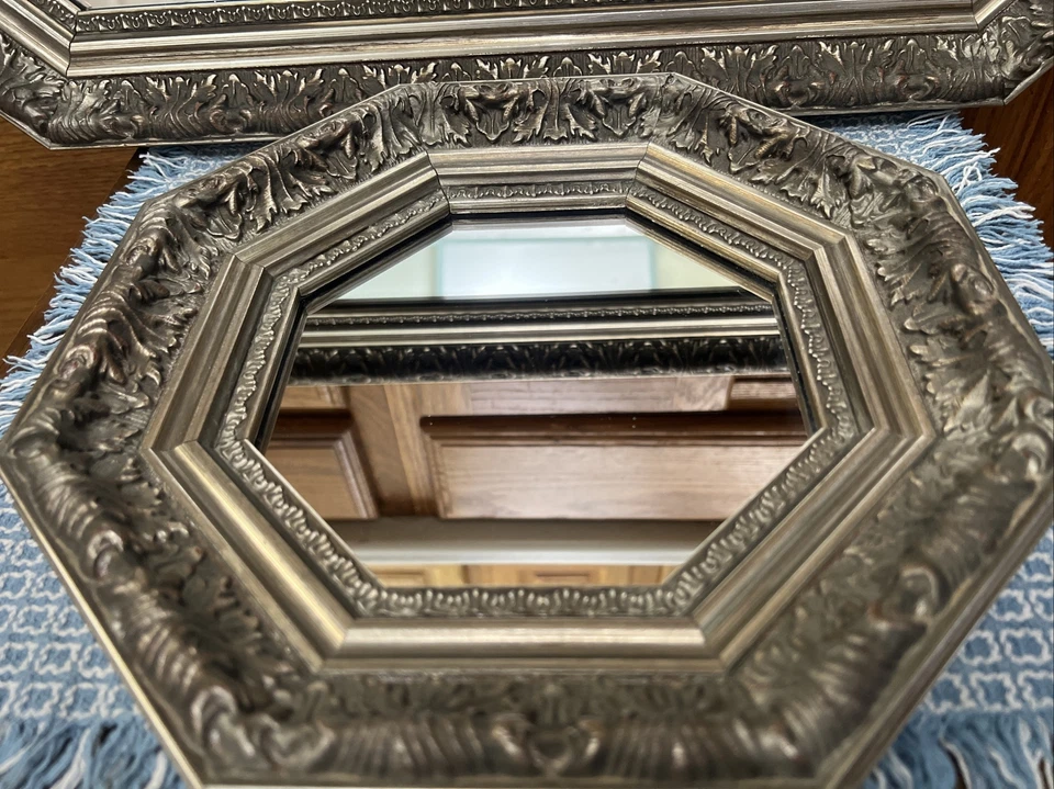 Espejo pared Ethan Allen 07-4038 22x9 y 10,25 plata octágono rectángulo Foto 2 de 4