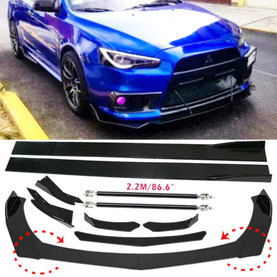 Front Bumper Lip Spoiler+86.6'' Side Skirt Body Kit Glossy For Mitsubishi N