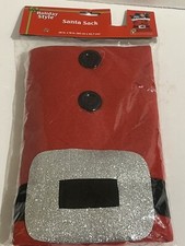 Santa Sack Large Christmas Felt Gift Present Stocking Bag Red 26  x 18  Silver