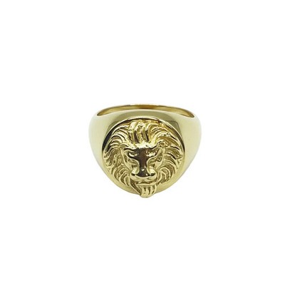 Herrenring Löwenkopf aus 925 Silber vergoldet gelbgold - Größe verstellbar