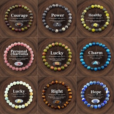 New Elastic Positive Energy 8mm Round Crystal Beads Bracelet for Women Men