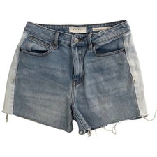 Pacsun Mom Shorts Women s 26 High Rise Two-Tone Denim Cutoff Frayed Hem